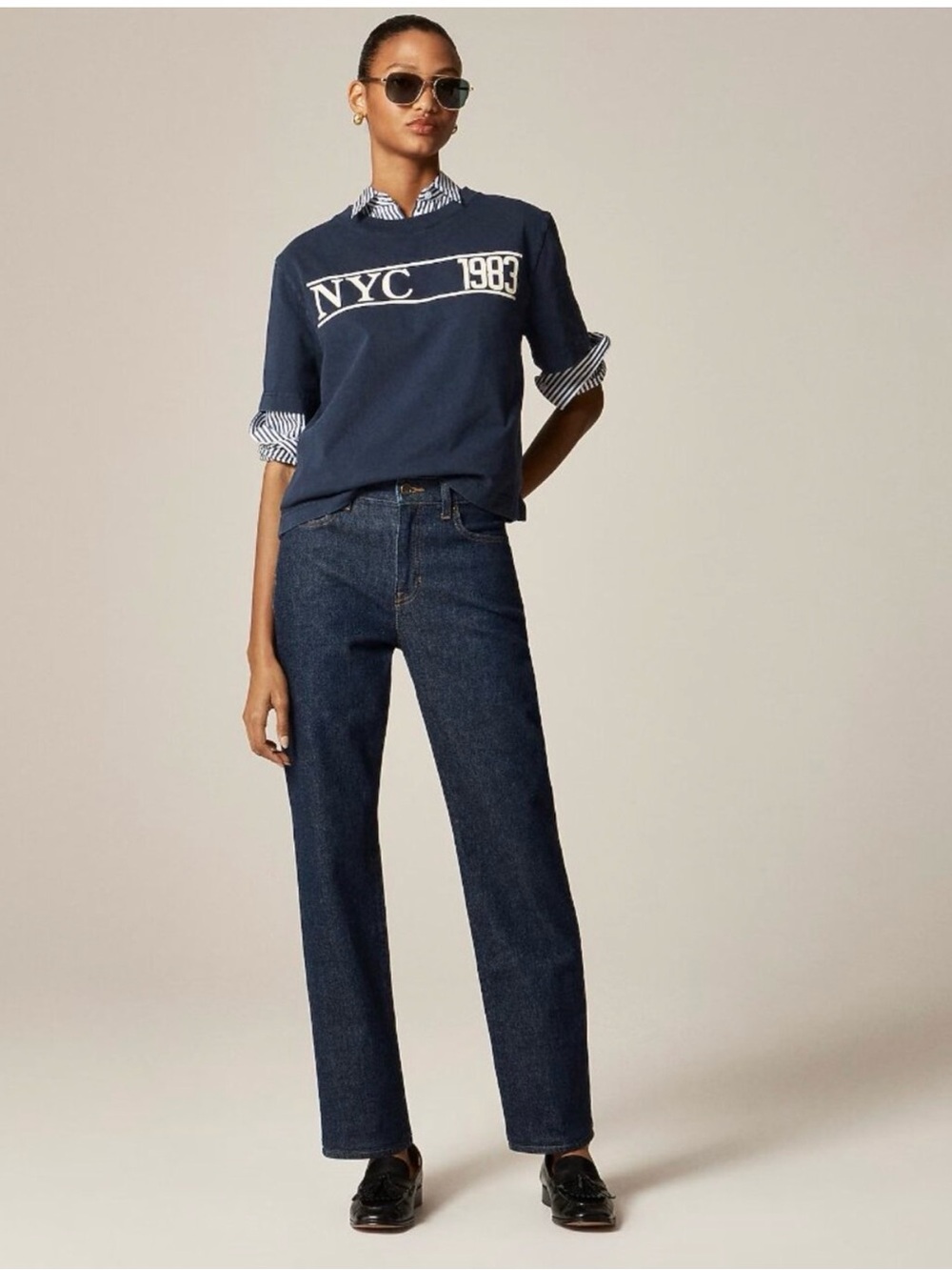 Jcrew Dark Blue High-Rise Straight Leg Women’s Jeans